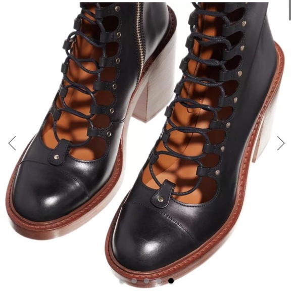 CHLOE LACE-UP MAY LEATHER BOOTIES 8/8.5 - Picture 3 of 11